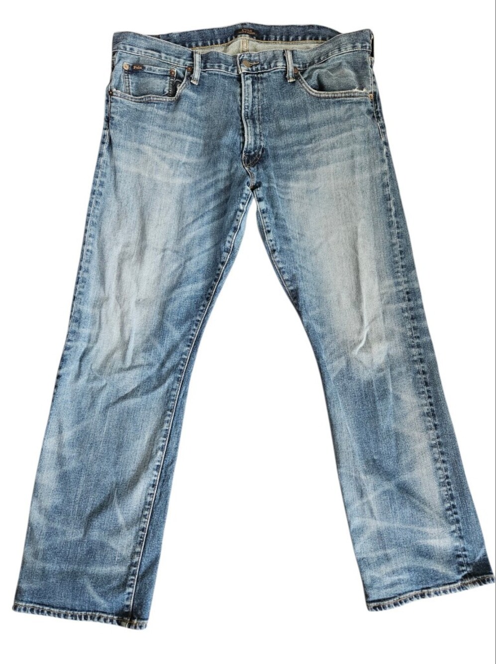 Polo Ralph Lauren Light Wash Straight Leg Classic Fit Jeans Grunge Thrashed 38